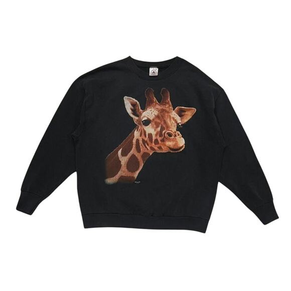 ★ Giraffe Realistic Graphic Print Vintage (1980s) Sweatshirt ★ - Picture 1 of 7
